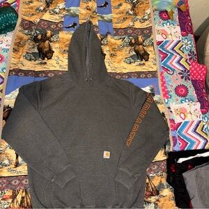 Carhartt gray Hoodie with Orange Logo